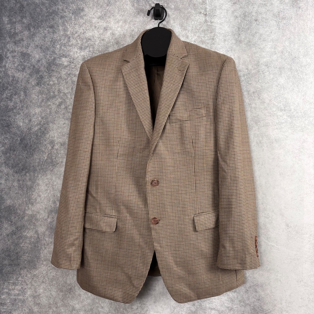 Lauren Ralph Lauren Men's Beige Plaid Silk Wool Blend Sport Coat Blazer Size 40R